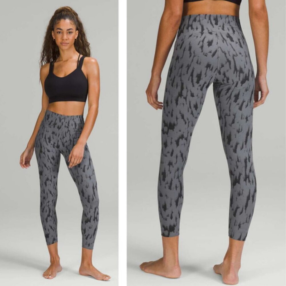LULULEMON InStill High-Rise Tight 25" Sz 2 ThreeD Camo Jacquard Asphalt Grey Blk